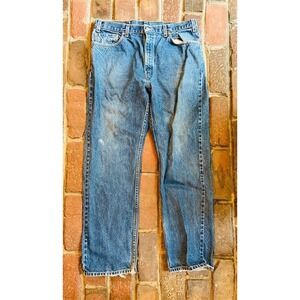 Vintage Levi's 505 Men's 36x30 Blue Straight Leg‎ Jeans Mid-Rise black batwing